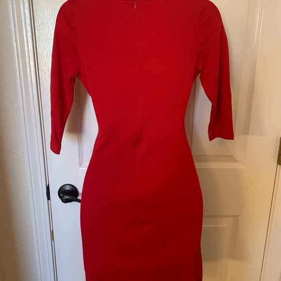 New Agaci red V-neck bodycon dress - Picture 3 of 3
